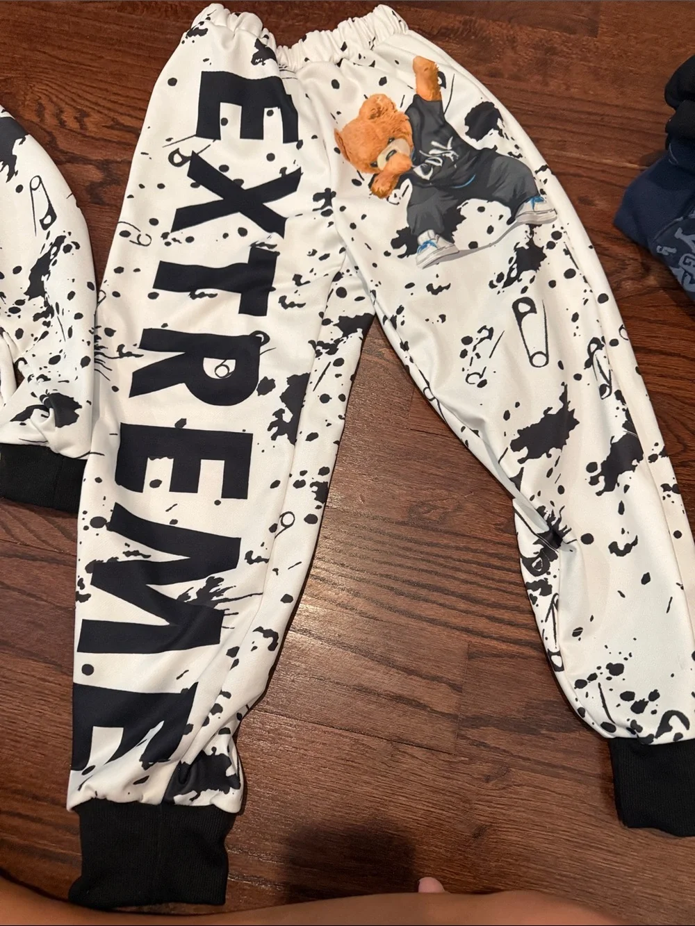 Kids White & Black Bear Print Pajama Set